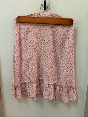 Brandy Melville Skirt Womens Small Pink Floral Ruffle Bottom Dainty One Size